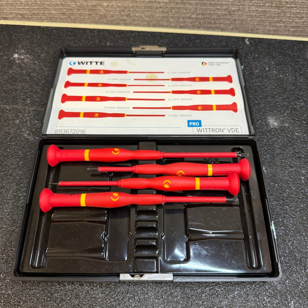 Witte 893672016 Wittron VDE Screwdriver Incomplete Set 4-Piece w/ Case Slotted